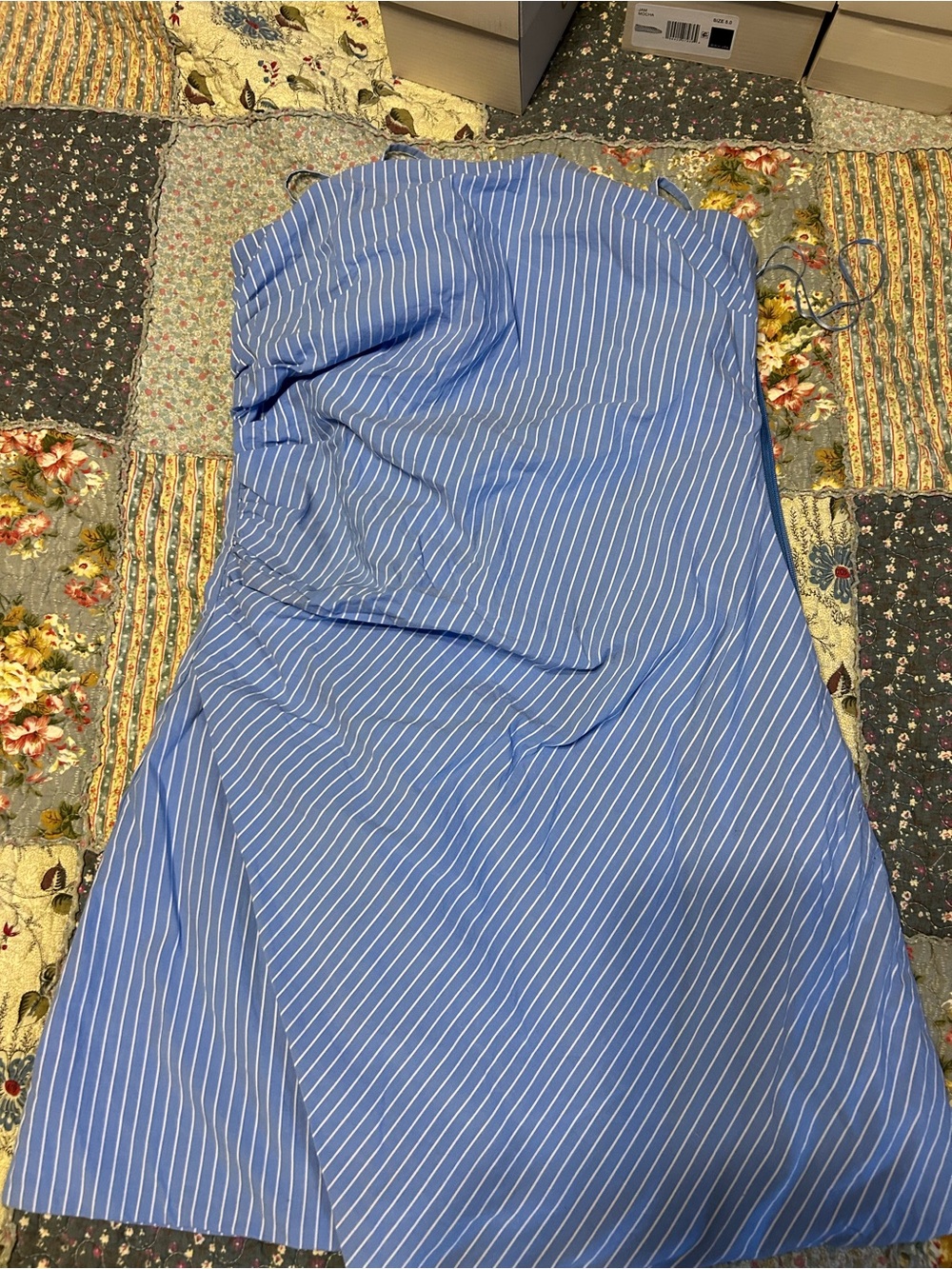 Abercrombie and Fitch Blue & White Striped Spaghetti Strap Dress M